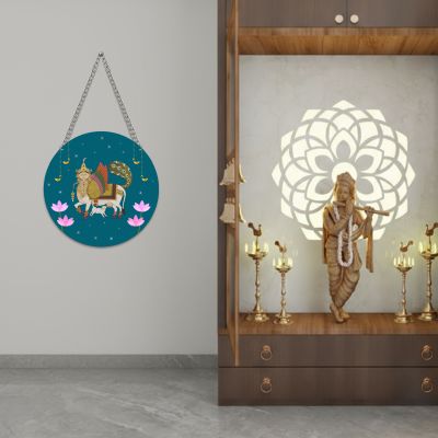 Pichwai Art Wooden Wall Hanging Decoration For Home, Bedroom, Living Room & Hall Traditional Wall Art Modern Decor Diwali Decoration Cow Art Wall Decor